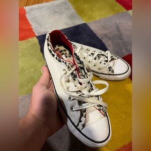 Women's Converse Low Top Animal Print Leopard Double Tongue Shoe 7